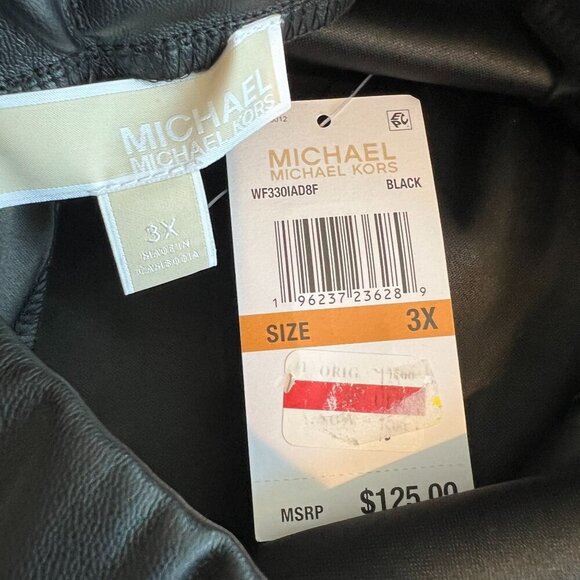 Michael Michael Kors Plus Size 3X Faux-Leather Skinny Ankle Pants - Black - Picture 9 of 12